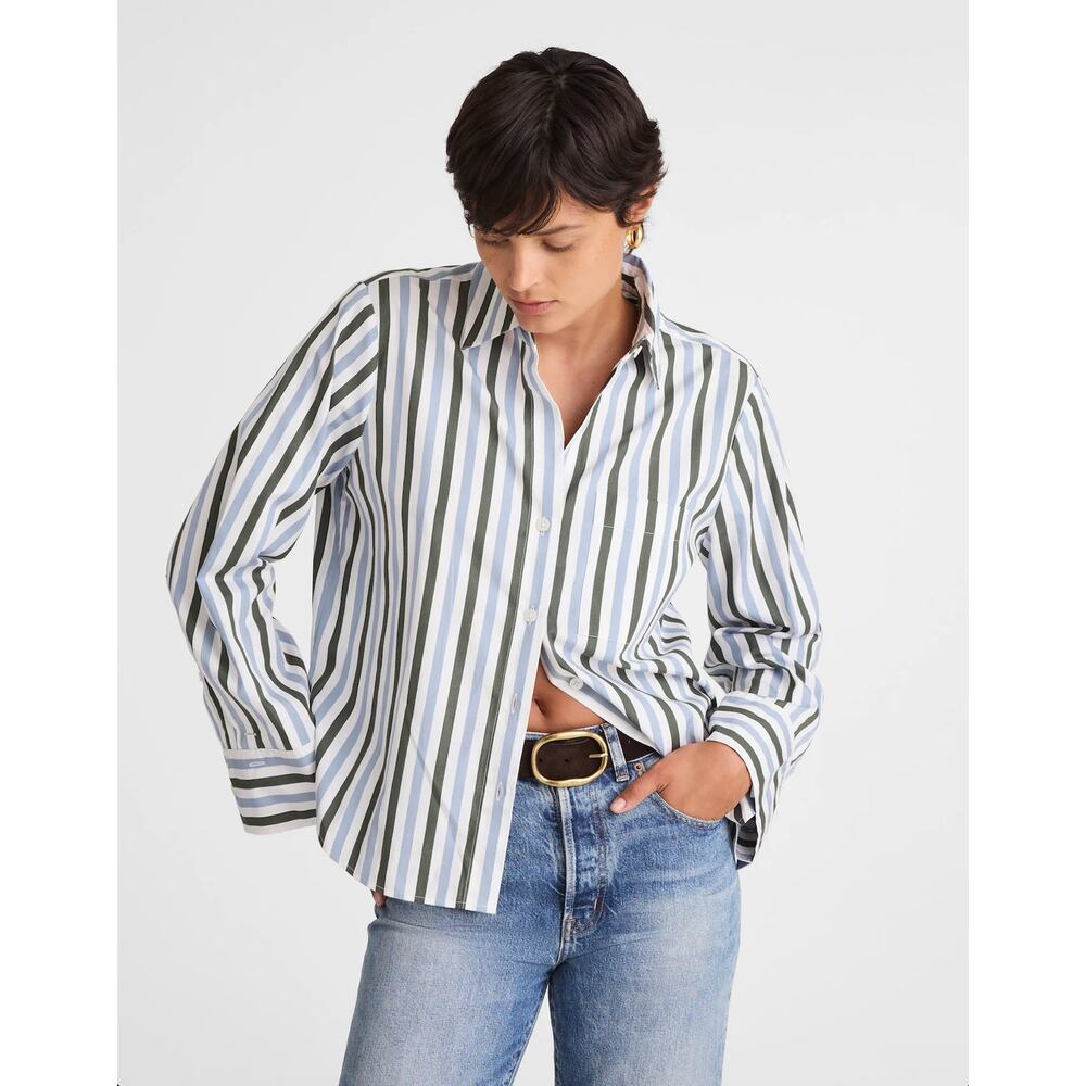Madewell Easy Y-Neck Button-Up Shirt in Botanical Green Size XS NW713 - Picture 1 of 16